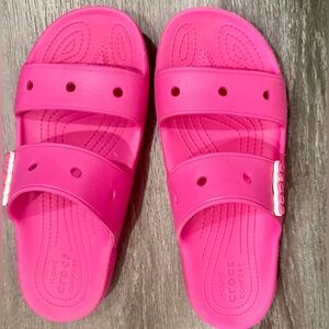 Women’s Crocs Sandals. Hot Pink, Size 10, Very Good Condition.